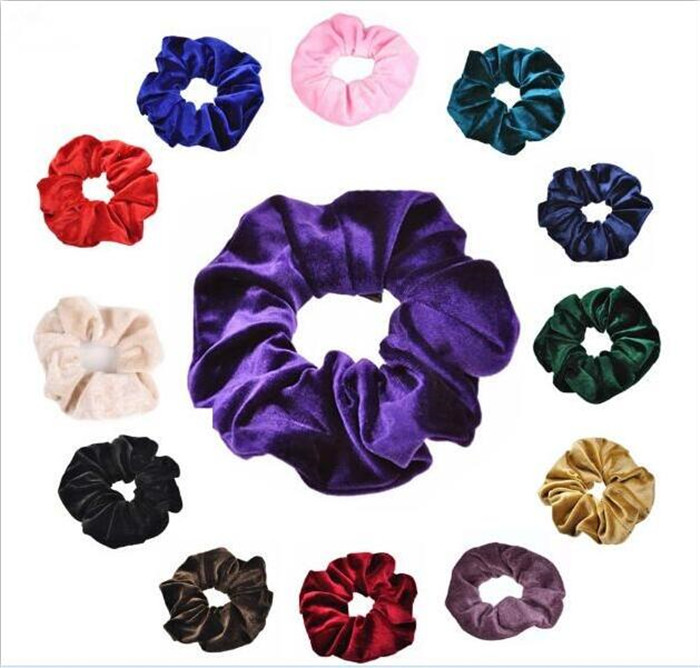 

Women Polyester Velvet Elastic Hair Scrunchie Ponytail Donut Grip Loop Holder Stretchy hair jewelry ys222