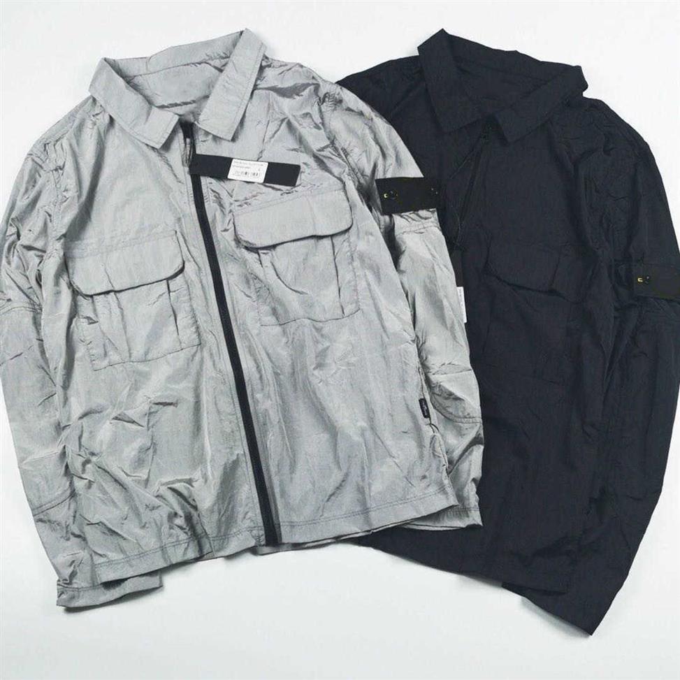 

Men Nylon Lapel Neck Island Jacket Embroidery Armband Jackets Double Pocket Stone Designer Outwear Coat CP110152N, Not for sale