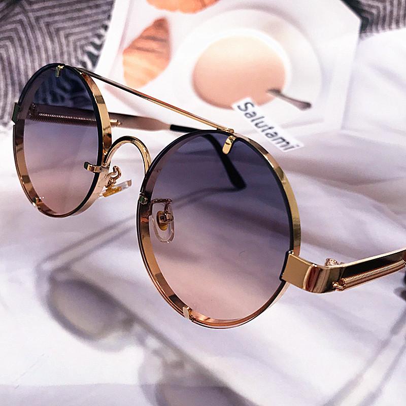 

Sunglasses Vintage Double Bean Alloy Round For Men Fashion Brand Spring Steampunk Sun Glasses Women Chic Gradient ShadesSunglasses