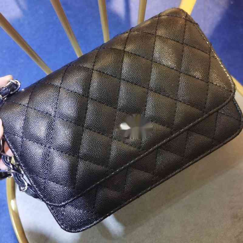 

Brand design Letter Quilted woman's shoulder Chain CC bag lambskin vintage messenger bags caviar Leather mini Clutch evening bag 2.55 woc Flap Bags 180, Black