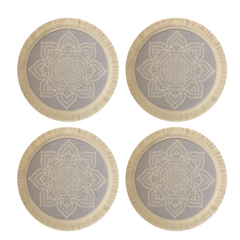 

Mats & Pads 4Pcs Bohemian Style Woven Cotton Placemat, Heat Insulation Pad, Anti-Scald Pot Mat, Household Decorative Mat