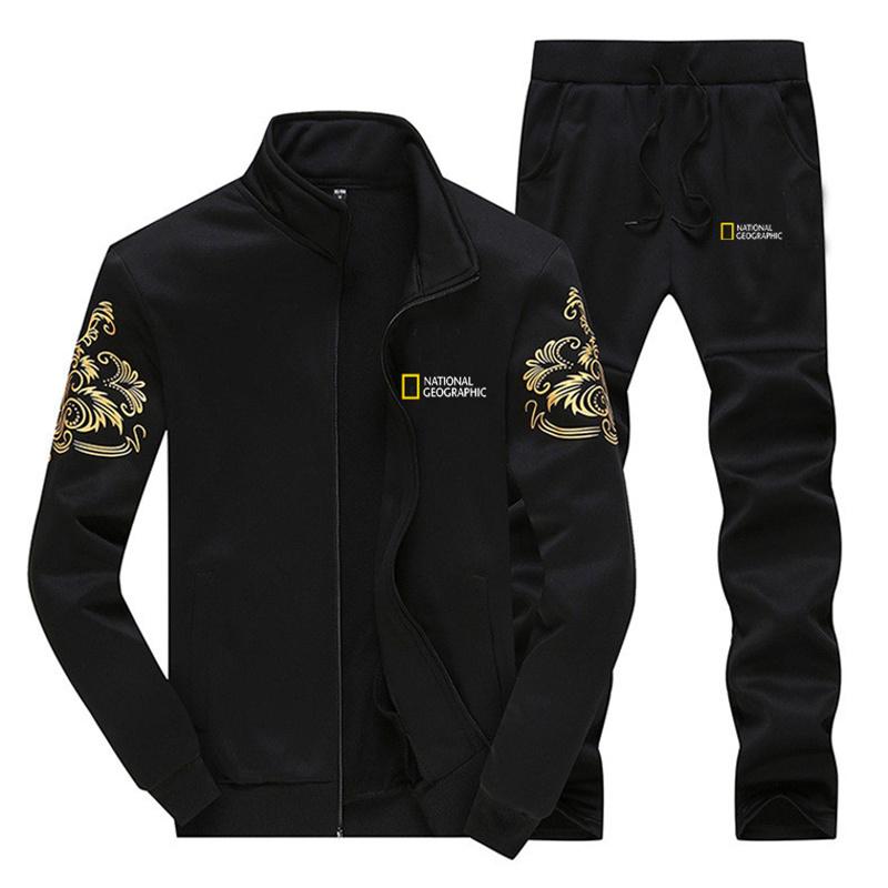 

Men's Tracksuits Men's Sportswear Fleece Jacket And Sports Pants 2-Piece Spring Autumn Suit Long Sleeve SportswearMen's