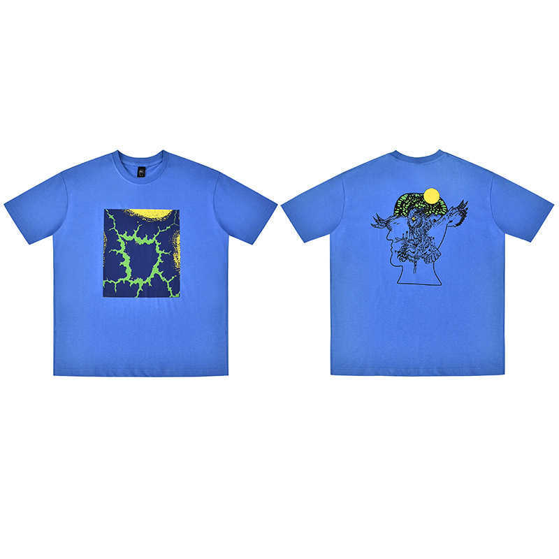 

Men' T-Shirts Brain dead 22 ss22 new fog high street print loose cotton short sleeve T-shirt Unisex, Blue