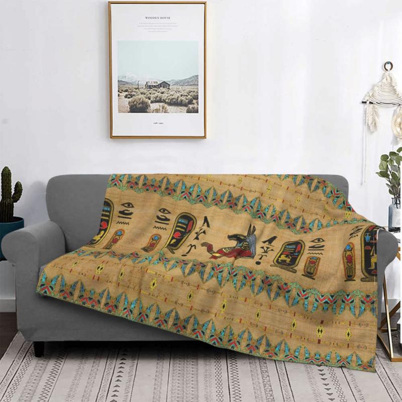 

Blankets Egyptian Anubis Ornament Blanket Flannel All Season Ancient Egypt Myth Portable Warm Throw For Home Office Rug Piece