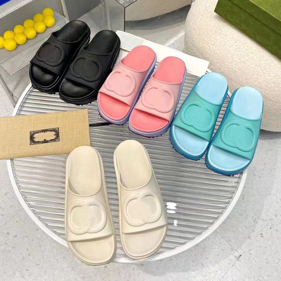 

Slipper Luxury Designer Sandal Lady Slides platform wedge rainbows summer slippers for Women men ladies brands dearfoam Rubber Beach pink black, #7