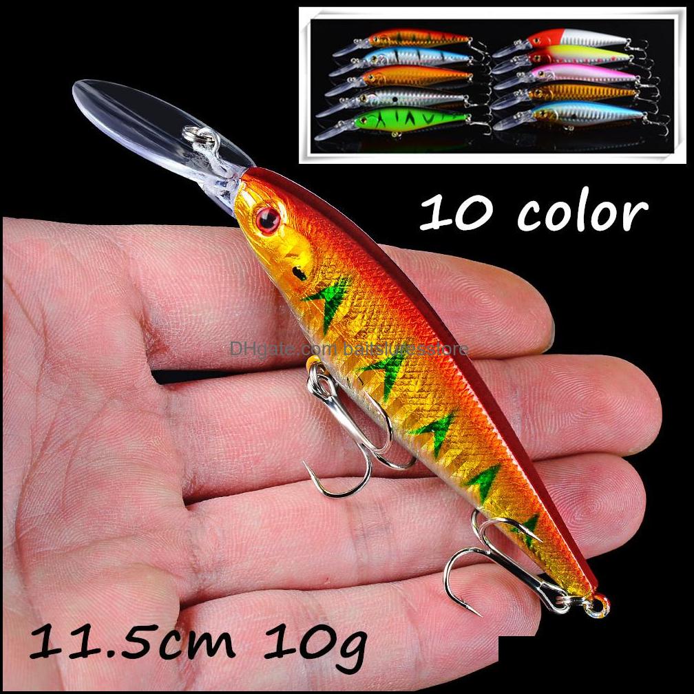 

Baits Lures Fishing Sports Outdoors 10Pcs/Lot 10 Colors Mixed 3D Eyes Minnow Plastic Hard 11.5Cm 10G 6# Hooks Bl26 Drop Delivery 2021 Lxy