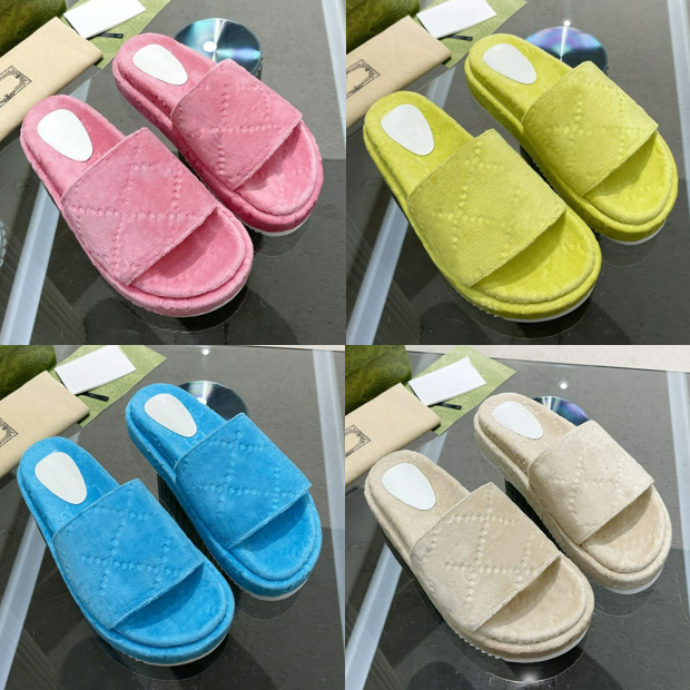 

Men Women Thick Bottom Sandals velvets Slippers Cotton Platform Fashion Slipper Letter Flat Mules Designer Sandals Stylist Summer Outdoor Beach sandal EUR 35-44