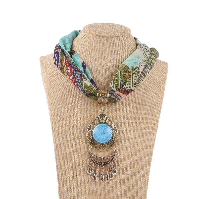 

Pendant Necklaces RUNMEIFA Pendants Chiffon Jewelry Scarf Woman/Ladies Fashion Vintage Long Tassel Female Solid Bohemian Style