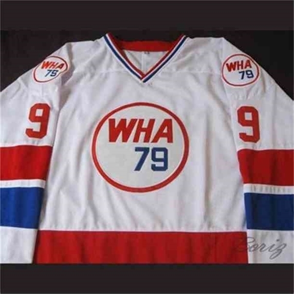 

C26 Nik1 1979 WHA All Star #9 Gordie Howe HOCKEY JERSEY Mens Embroidery Stitched Customize any number and name Jerseys, White