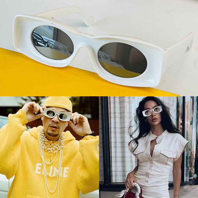 original Sunglasses for women 40033 Thick plate square frame glasses Oval lens design curved side bars and coloured lenses Retro fashion top qual