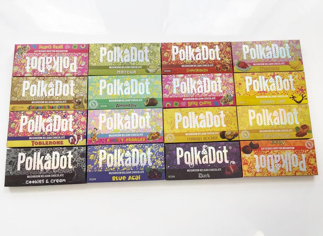 

Newest Polkadot Chocolate Bar Box Magic Mushrooms 4G 4 G POLKA DOT Chocolate Bars Dank Berries & cream Packaging Packing Boxes