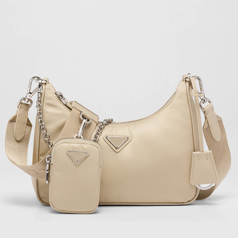 

Women Handbags Luxurys Wallet Designer Shoulder Crossbody Bag Nylon underarm Bags High Quality Purses Pr Re-Edition 2005 3pcs set handbag with box, Sky blue