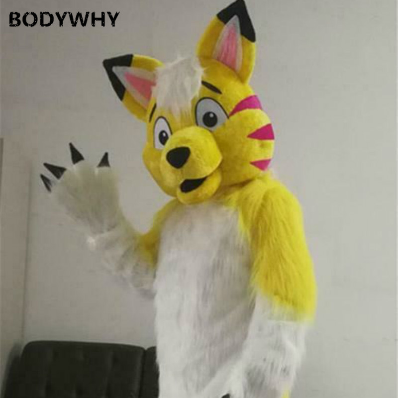 

Mascot doll costume Yellow Husky Wolf Dog Valentine Mascot Hairy Mascot Costume Walking Furry Costume Plush Anime Special Clothing Gift