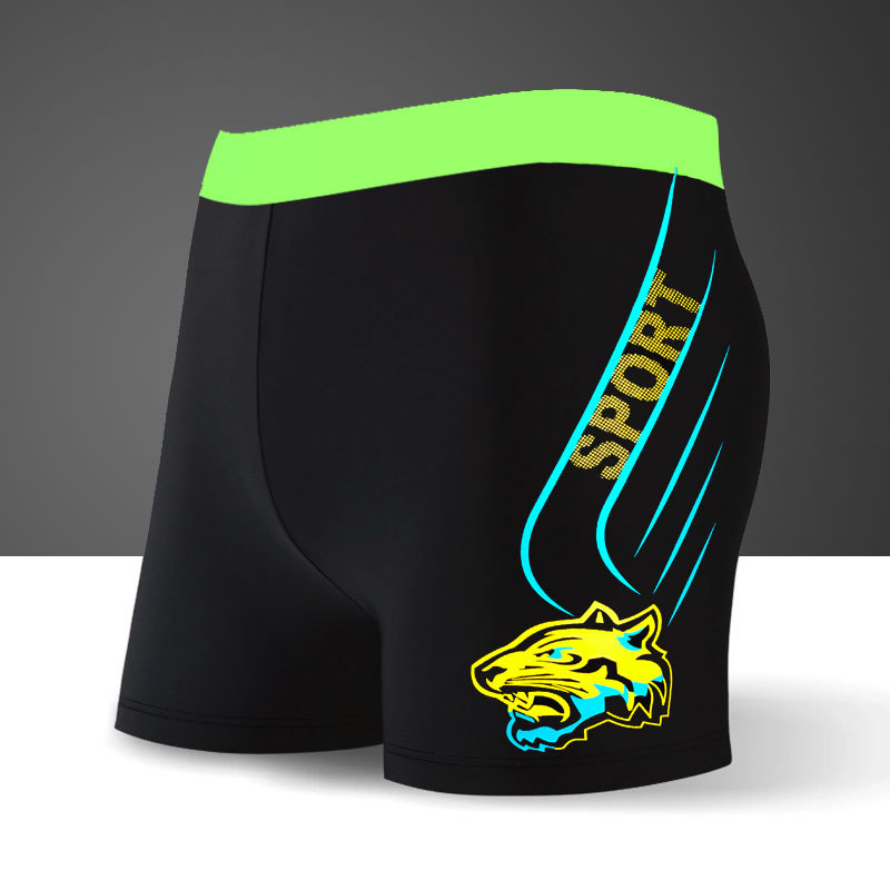 

Good Men's swimming trunks boxer men plus size fertilizer wide waist large elastic fashion printing comfortable breathable hot SWIMSUITS, Black