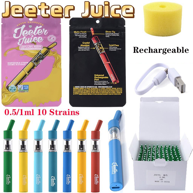 

JEETER Rechargeable E Cigarette Device Disposable Vape Pen 1ml/0.5ml 180mah Pod 10 Colors Disposables Empty Carts Preheat Vaporizer Micro With Bottom USB Connectors