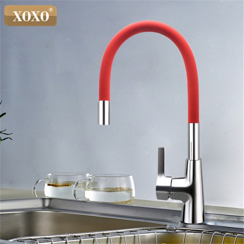 

XOXO 360 New Arrival 7-color Silica Gel Nose Any Direction Rotation Kitchen Faucet Cold and Hot Water Mixer 1301R T200423