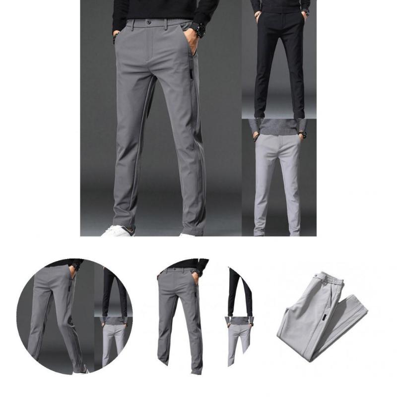 

Men's Pants Streetwear Stylish Pure Color Stretchy Cargo Male Men Trousers Solid For Vacation, Black