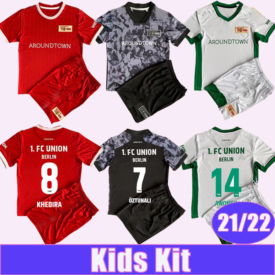 

2021 2022 Union Berlin ENDO kids Kit Soccer Jerseys KRUSE HARAGUCHI KHEDIRA TRIMMEL Home Red Away 3rd White Football Shirt Short Sleeve Uniforms, Tz8056 21 22 away no socks