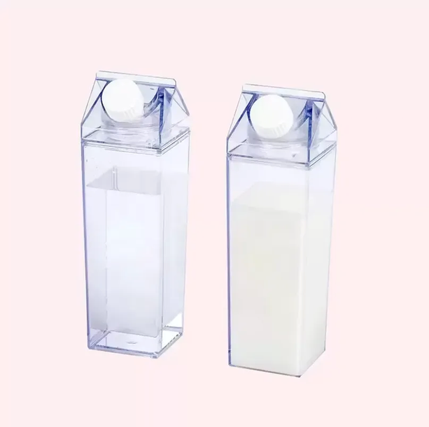 

17oz Milk Carton Water Bottle Milk storage box Transparent Square High Capacity Cup Plastic Coffee Drink Mug Originality T0406