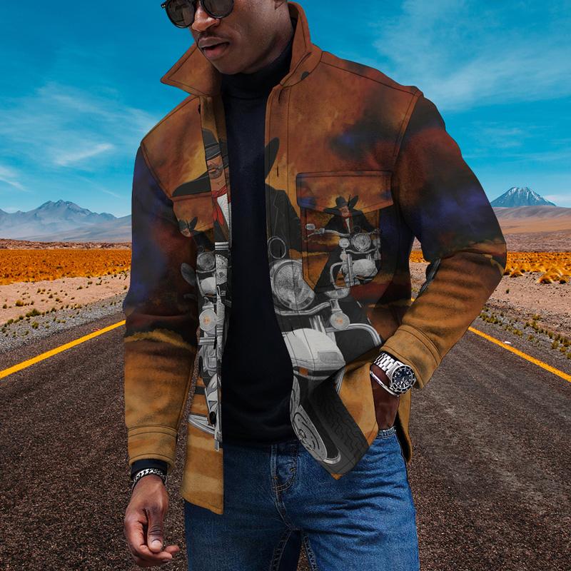 

Men's Jackets Fashion Thin Windbreaker Decoration Four Seasons Digital Character Herdsman Series Printing Lapel Button Sports JacketMen's, Ttb40-259-1