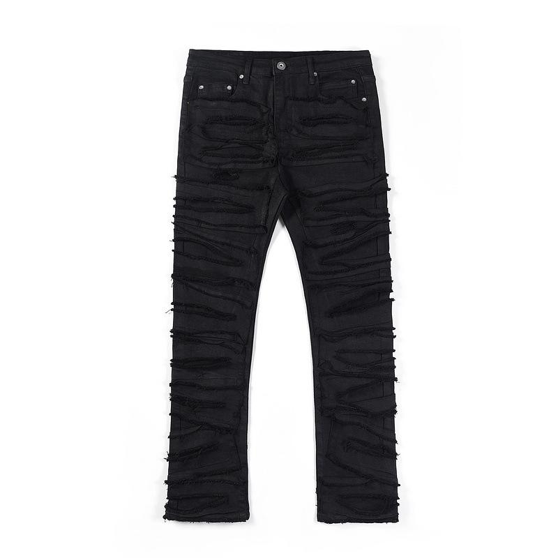 

Men's Jeans Owen Seak Men Wax Denim Cotton Gothic Men's Clothing Coated Autumn Straight Solid Black PantsMen's
