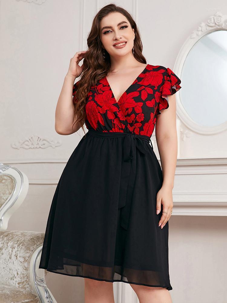 

Plus Size Dresses 2022 Casual Street For Summer Women Sexy Clothing Fashion V Neck Evening Dress Jasp22