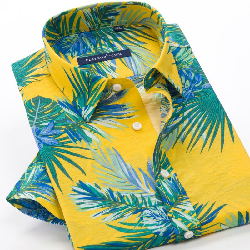 

Men's Casual Shirts Men's Flower Shirt Hawaiian Tops Button Down Short Sleeve 2022 Summer Loose Fat Male ShirtsMen's, 852010