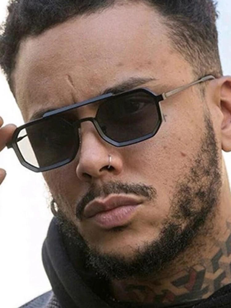 

Sunglasses Classic Metal Punk Square Men Women Retro Double Bridges Fashion Woman Polygon Trendy Vintage Shades UV400Sunglasses