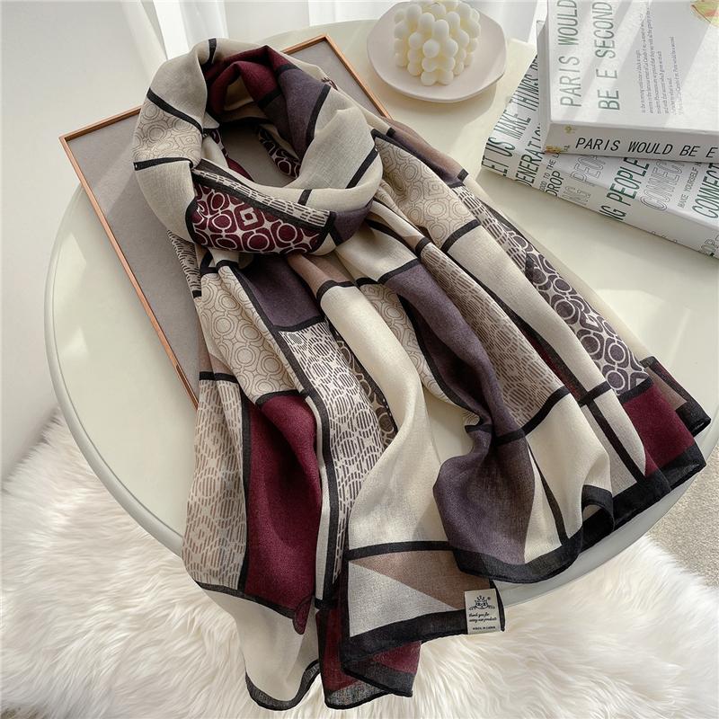 

Scarves Wholesale Large Women Cotton Scarf Hijab Pashmina Print Splice Head Shawl Bandana180 90cm Foulard Beach Stoles Wrap 2022Scarves