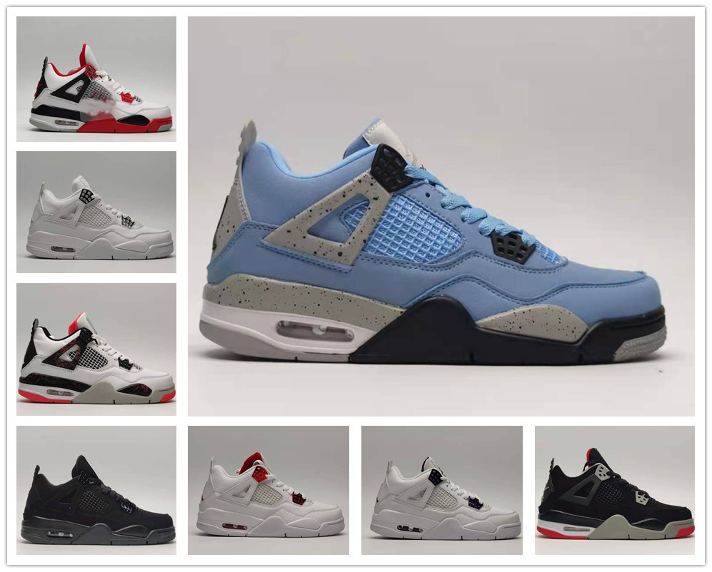 2022 université bleu jumpman j4 4s hommes chaussures de basket blanc goyave glace oreo voile noir métallique violet chat noir élevé chatoyant cac