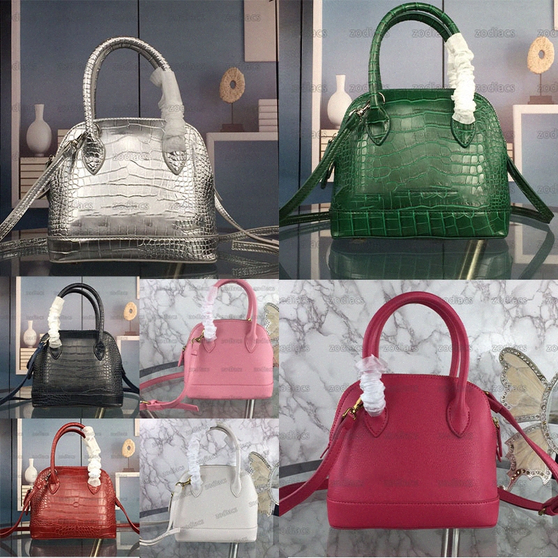 

Newest bag Ville Mini Handbag metallized shiny crocodile embossed leather Adjustable and removable shoulder strap Zipped closure grained Shoulder Bags 80bQ#