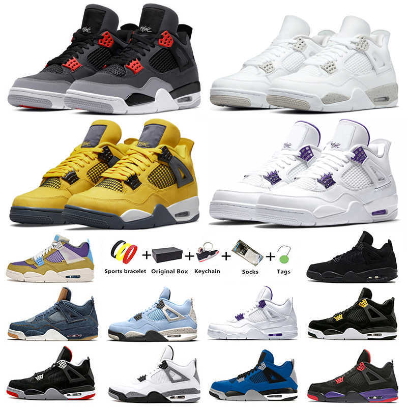 

4 Jumpman mens Infrared basketball shoes University Blue UNC DIY Royalty White Oreo Sail Taupe Haze Shimmer Bred Neon 4s men women trainer, Color#23