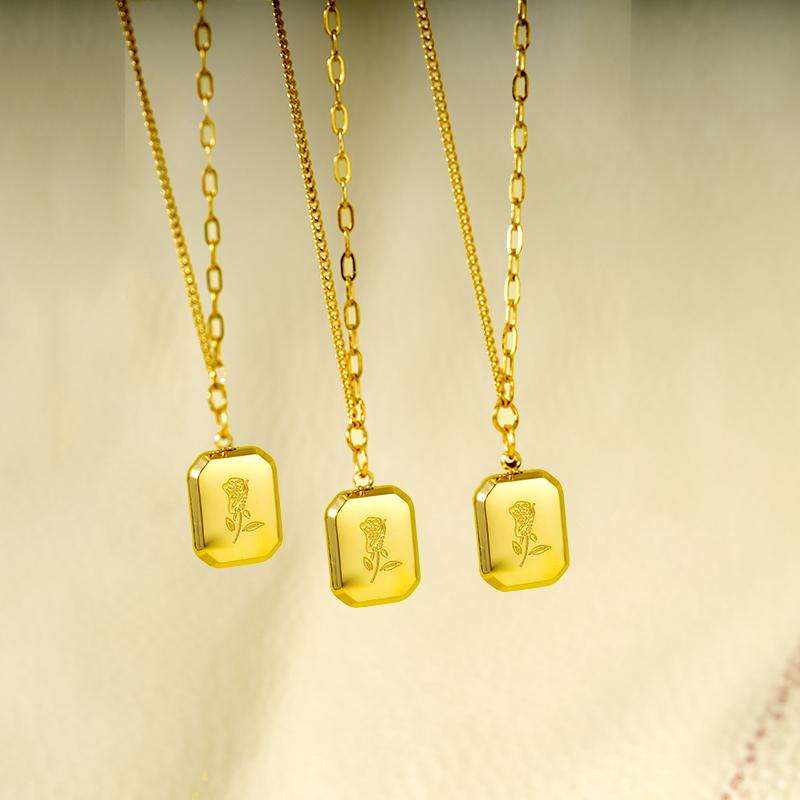 

Chains Trend 316l Stainless Steel No Fading BEAD Necklace PENDANT Charm Chain Women Light Luxury Gold Choker Jewelry WholesaleChains