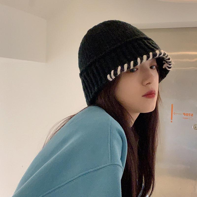 

Berets Cold Hat Ladies Knitted Woolen Warm Wool Blended Fisherman Autumn And Winter Panama Bucket HatBerets, 10