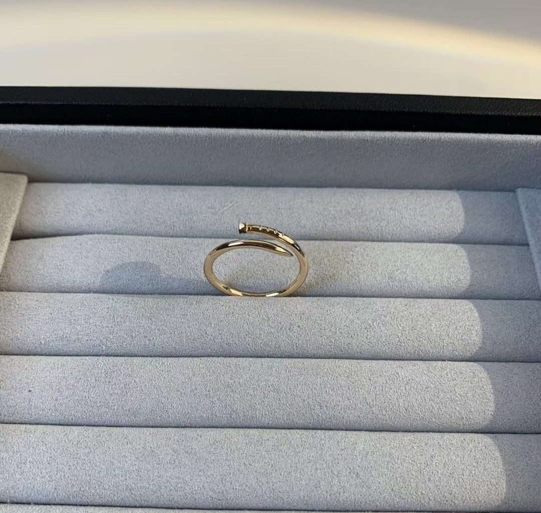 

V gold luxury quality charm thin nail ring in 18k rose gold plated for women wedding engagement jewelry gift have box stamp PS7831