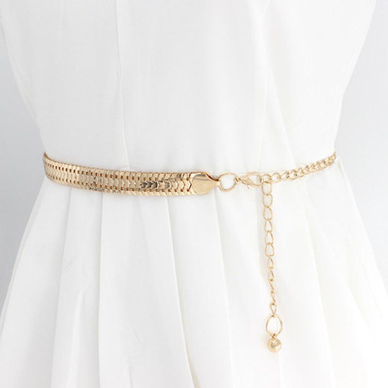 

Belts Fashion Simple Chain Belt Women Lady High Waist Gold Waistband For Party Jewelry Dress Metal LuxuryBelts, Black