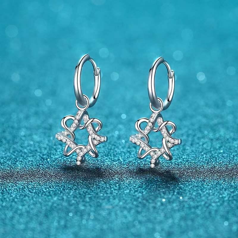 

Dangle & Chandelier Trendy 925 Sterling Silver Pave Small Moissanite Geometric Drop Earrings Women Jewelry Platinum Plated GiftDangle