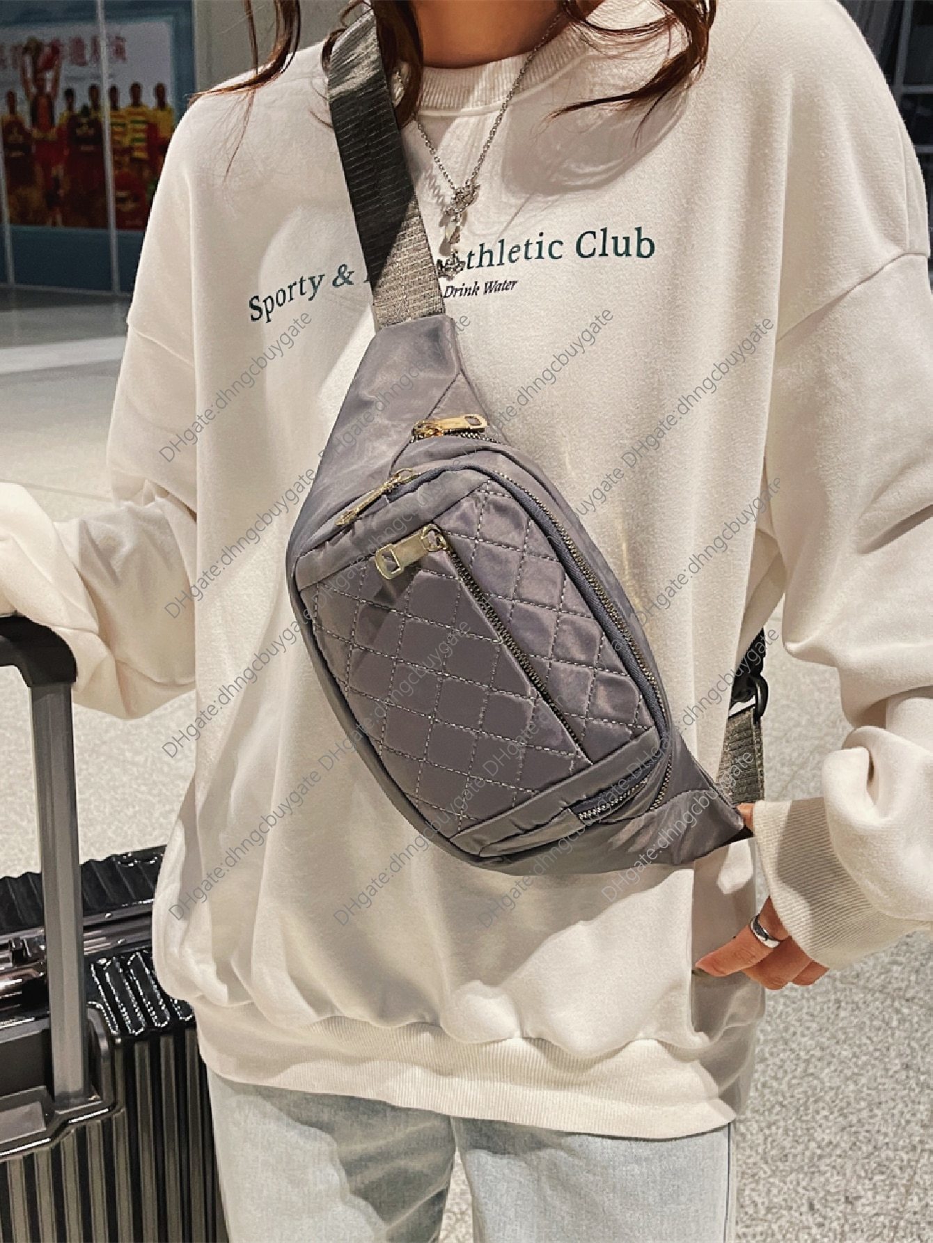 

Minimalist Designer Bag Quilted Fanny Pack Handbag Leather Luxury Brand Fashion Wallet crossbody bag Handbag Leather, Black