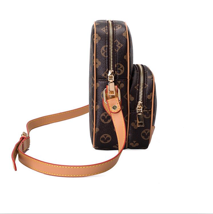 

Wholesale men leather shoulder bags street personalized printing mini mobile phone bag classic poker pattern storage wallet Joker contrast leather backpack, Coffee-46