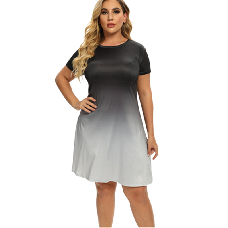 

Plus Size Dresses Womens Dress Streetwear Casual Short Sleeve O-Neck Mini Big Summer Beach Party Loose A-line VestidosPlus, 1118 purple pink