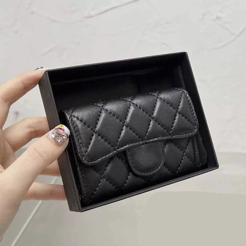 10cm7cm mini sacs de créateurs sacs caviar noirs / portefeuilles de volet en peau de mouton doré / argent diamant intemporel matelasseur à l'inté