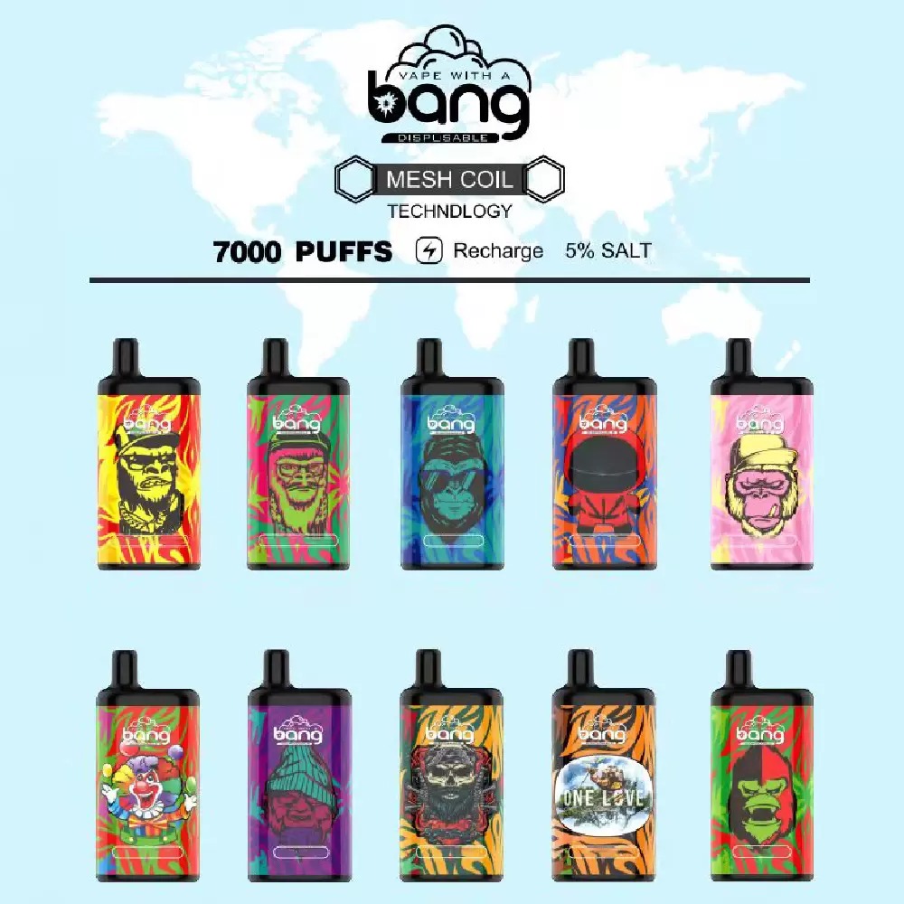 

Original Bang Mesh Coil 7000 puffs Disposable Vape Pod Puff E cigarette devices rechargeable Battery 650mAh 10ml Prefilled 5% Cartridge Box Kit cigvapes VS Elf 1500