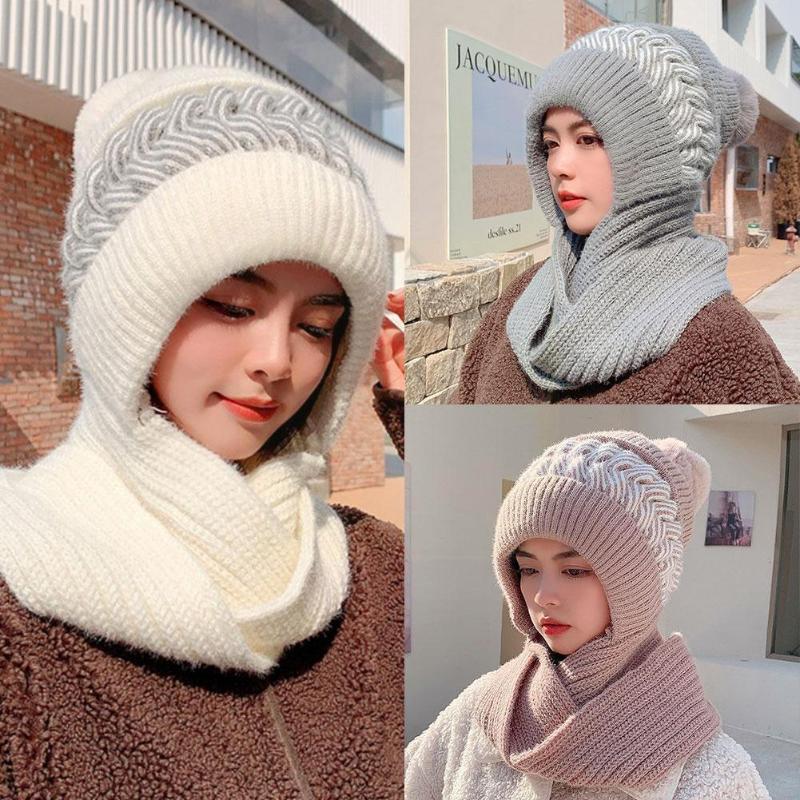 

Berets Winter Warm Scarf Hat Beanie Cap Neck Cover For Woemn Girls Kids Knitted Turban Wrap 2022 Fashion L5P8, 20cm gray