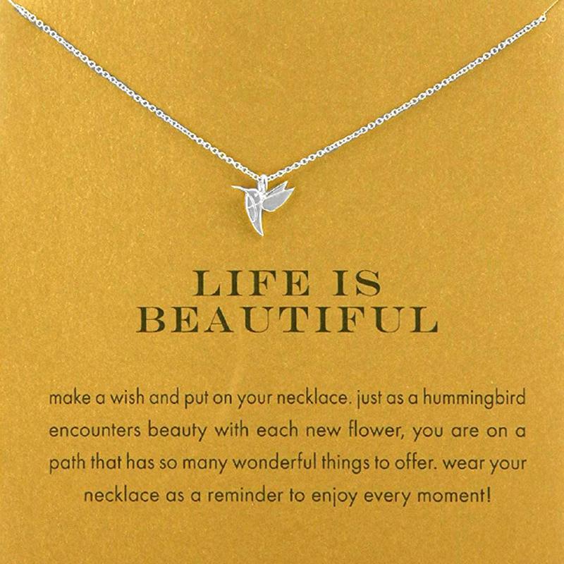 

Pendant Necklaces Dainty Tiny Hummingbird Necklace With Card Gold/silverplatedPendant