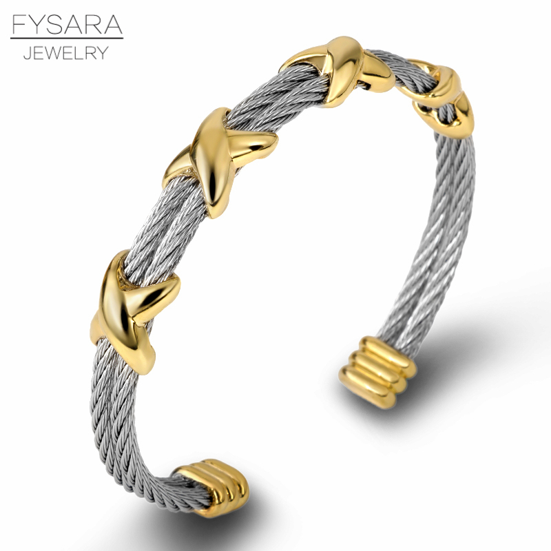 

FYSARA Famous Twisted Cable Wire Bangles X Design Bracelets Women Fashion Jewelry Men Cuff Bracelet Trendy Christmas Pulseiras 220716