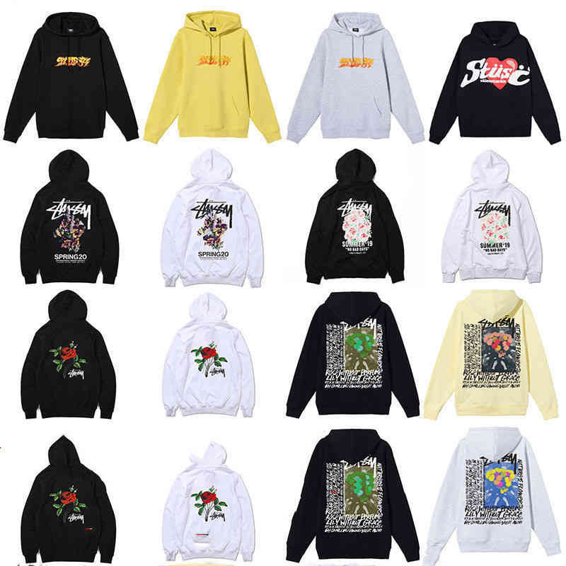 The United States Fashion Brand Letter Printed Rose Flower Cotton Loose Men's And Women's Lovers Pullover Hoodie