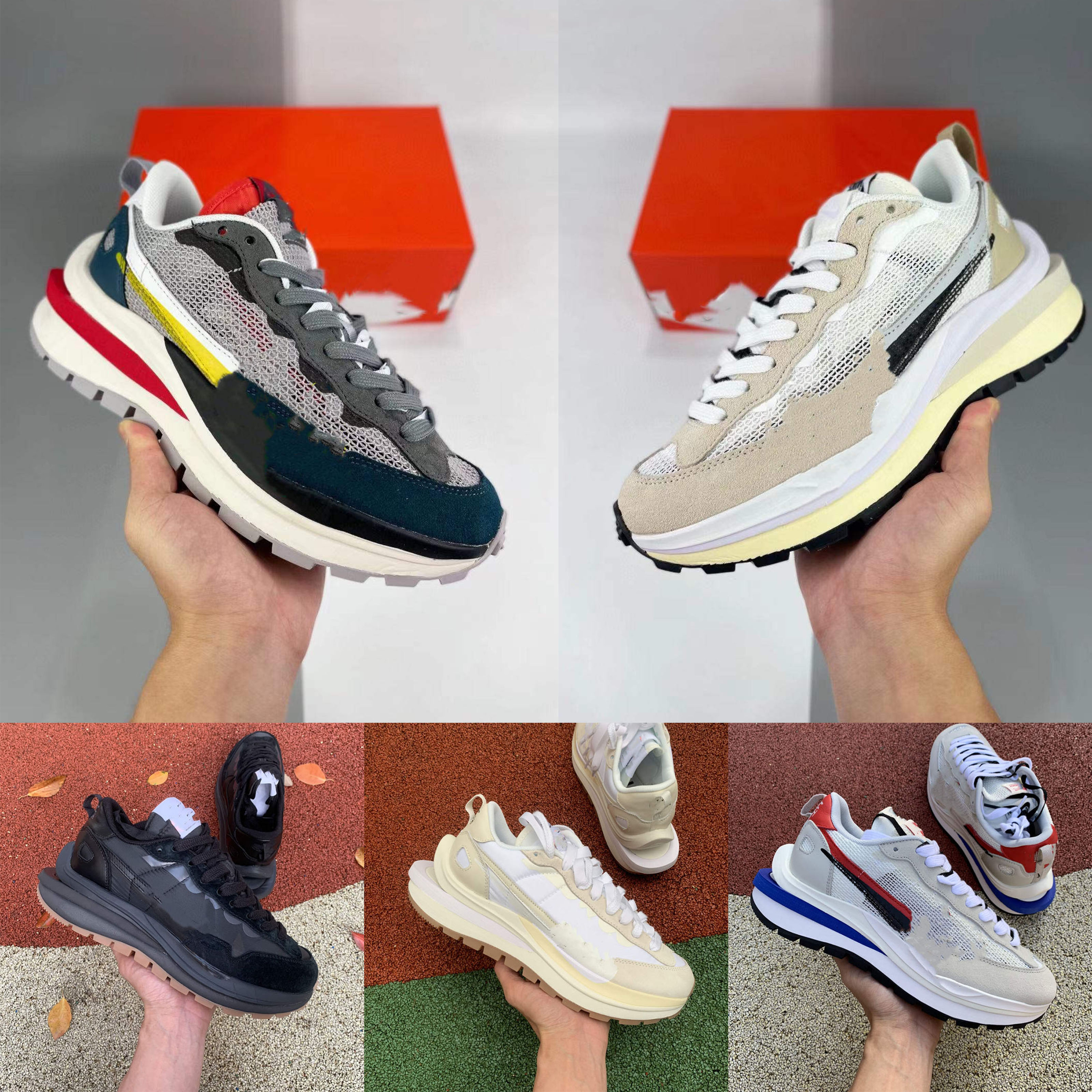 

Sacais Vapour Waffles One mens running shoes womens summer soft spikes breathable lightweight sneaker black gum nylon white pine green cool grey ldwaffle sneakers, 18