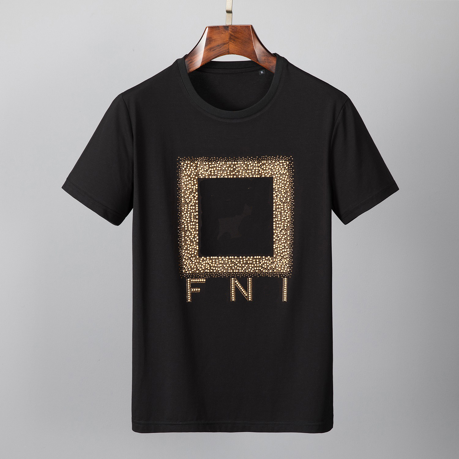 

FD Designer Fen Dinbg Fashion Brands T Shirt High Street Europe And America Spring Summer Leisure Cotton Round Neck Printed Lovers Mens And Womens, Black