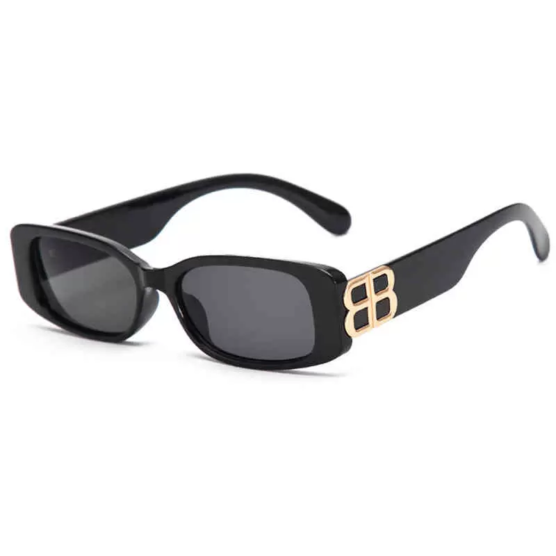 

Vintage Fashion Double Gold B Letter Unisex Sun Glass Women Elegant Small Frame Rectangle Sunglass 2021 VoL raies ban oakleies