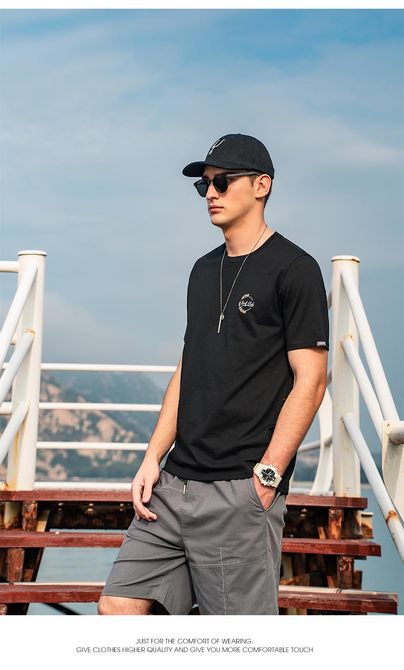 

Men's T-Shirts 2022 Summer Mountain Print Cotton Casual Short-sleeved T-shirtMen's, Black